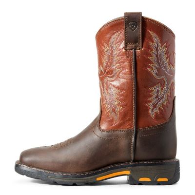 Ariat WorkHog Koyu Kahverengi / Bakır Western Csizma Çocuk (27447-425)